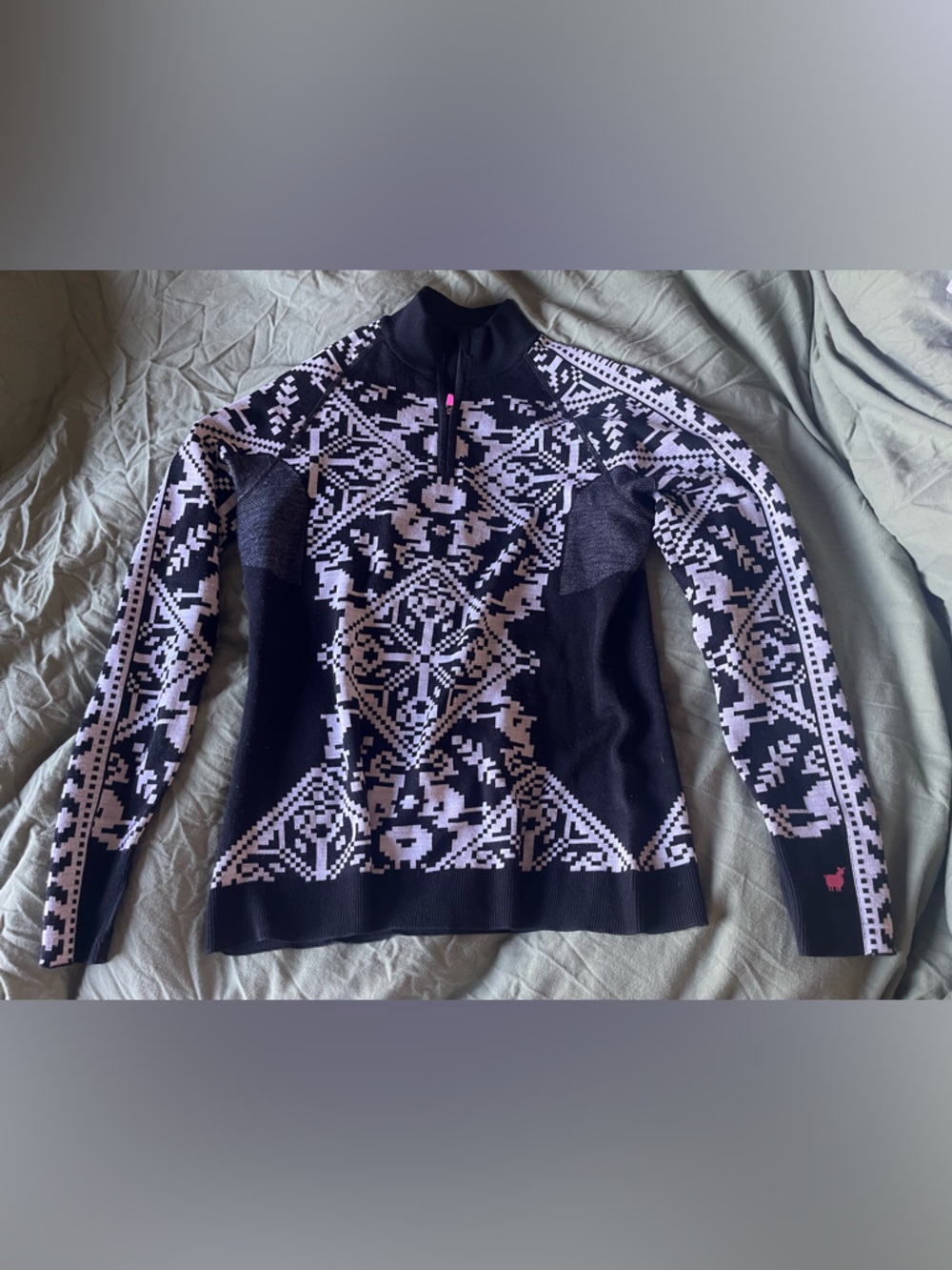 Kari Traa Saga Base Layer Quarter-Zip Wool Long Sleeve with thumb loops